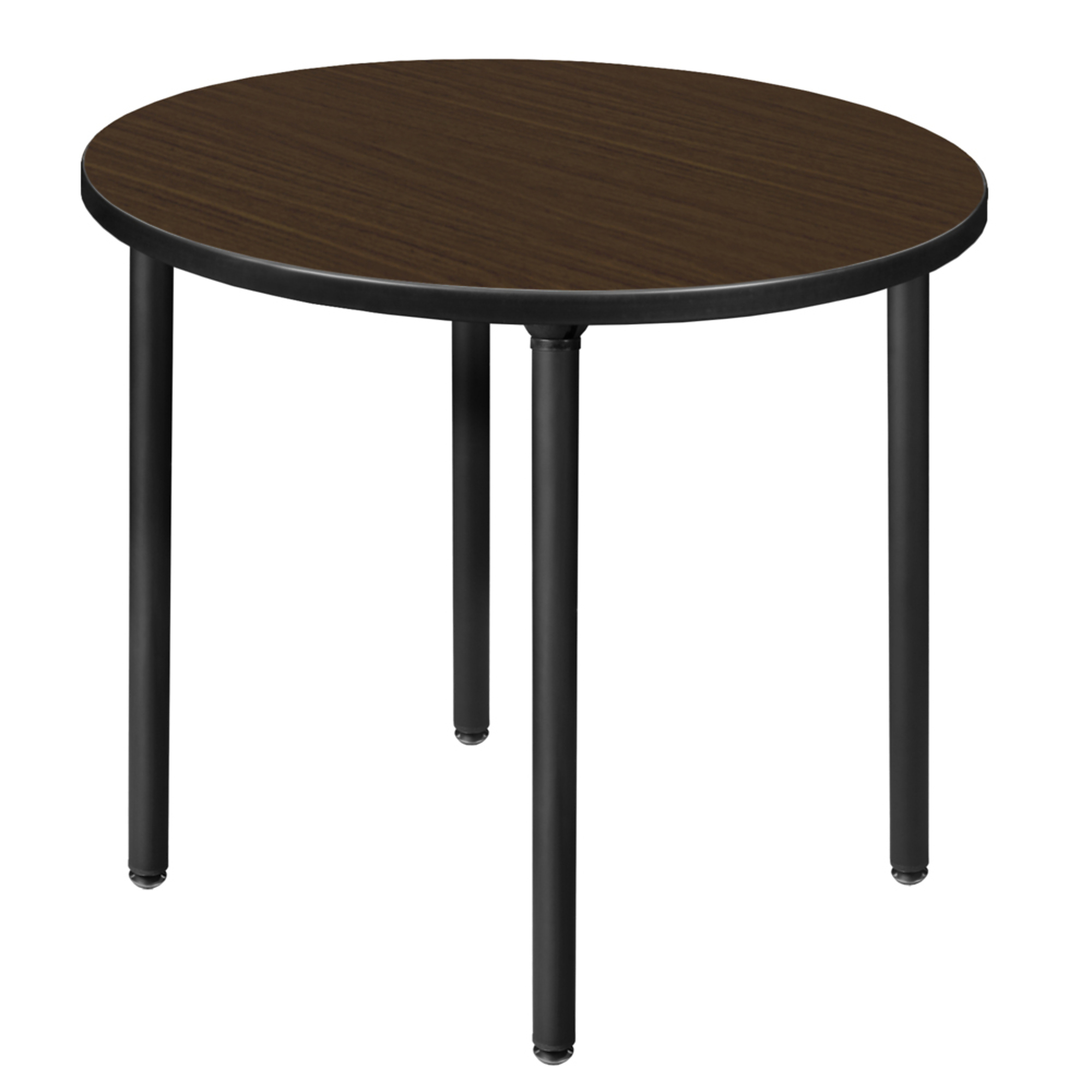 Regency Kee Small Round Breakroom Table — 30in., Neo Walnut Top, Black Folding Legs, Model# TBF30RNDNWBK